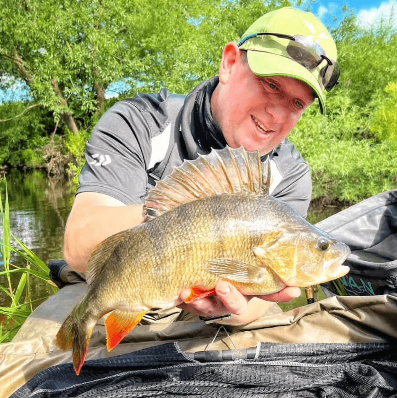 Matt with a perch from the River Wharfe