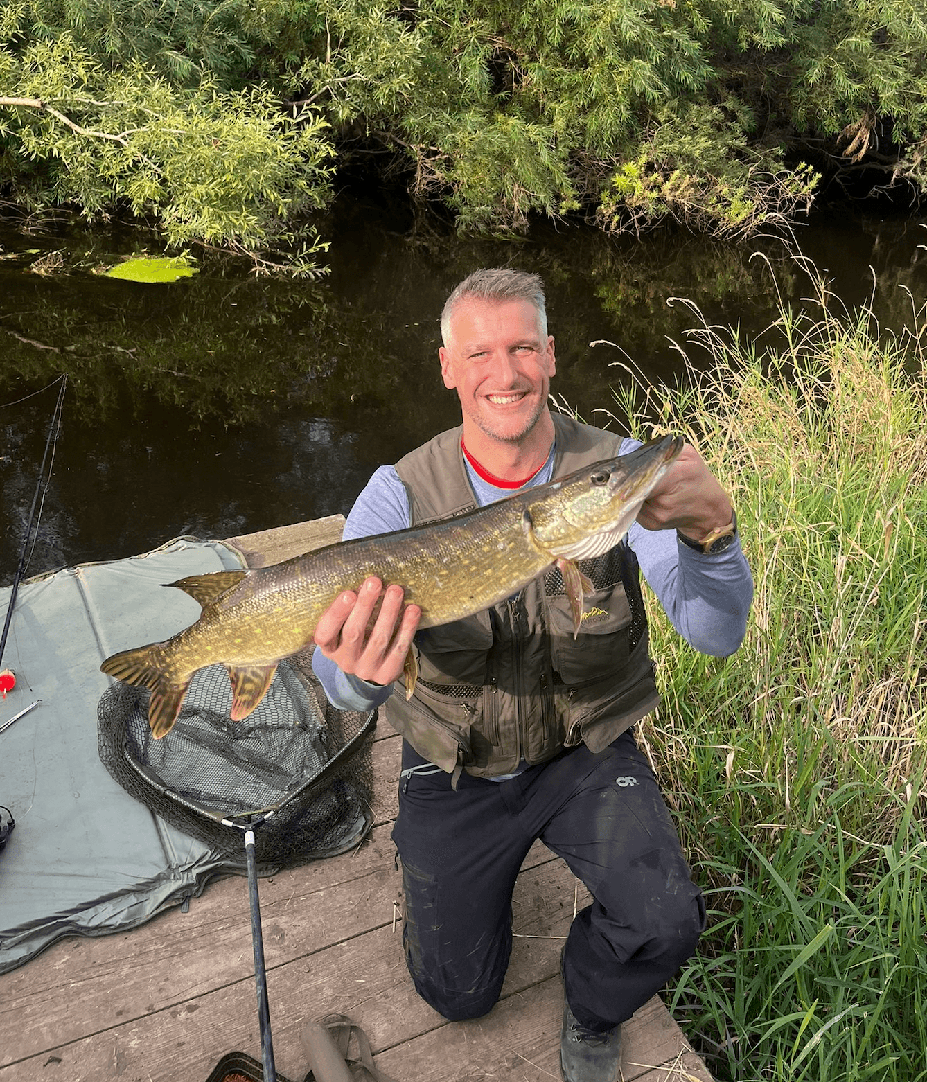 A pike caught at the Wharfe Bank pegs