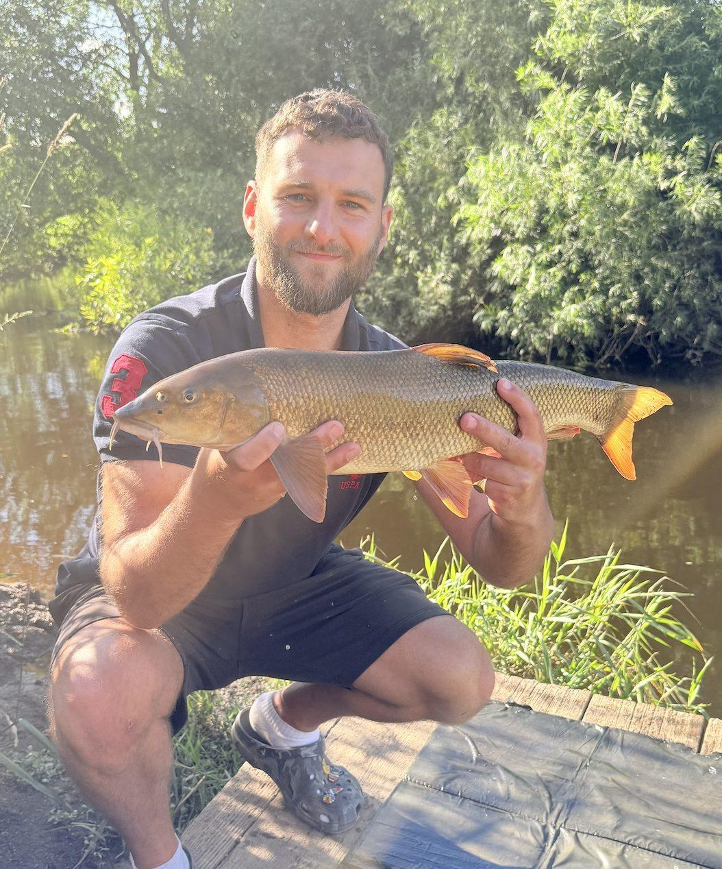 Golden hour on the Wharfe with a cracking barbel